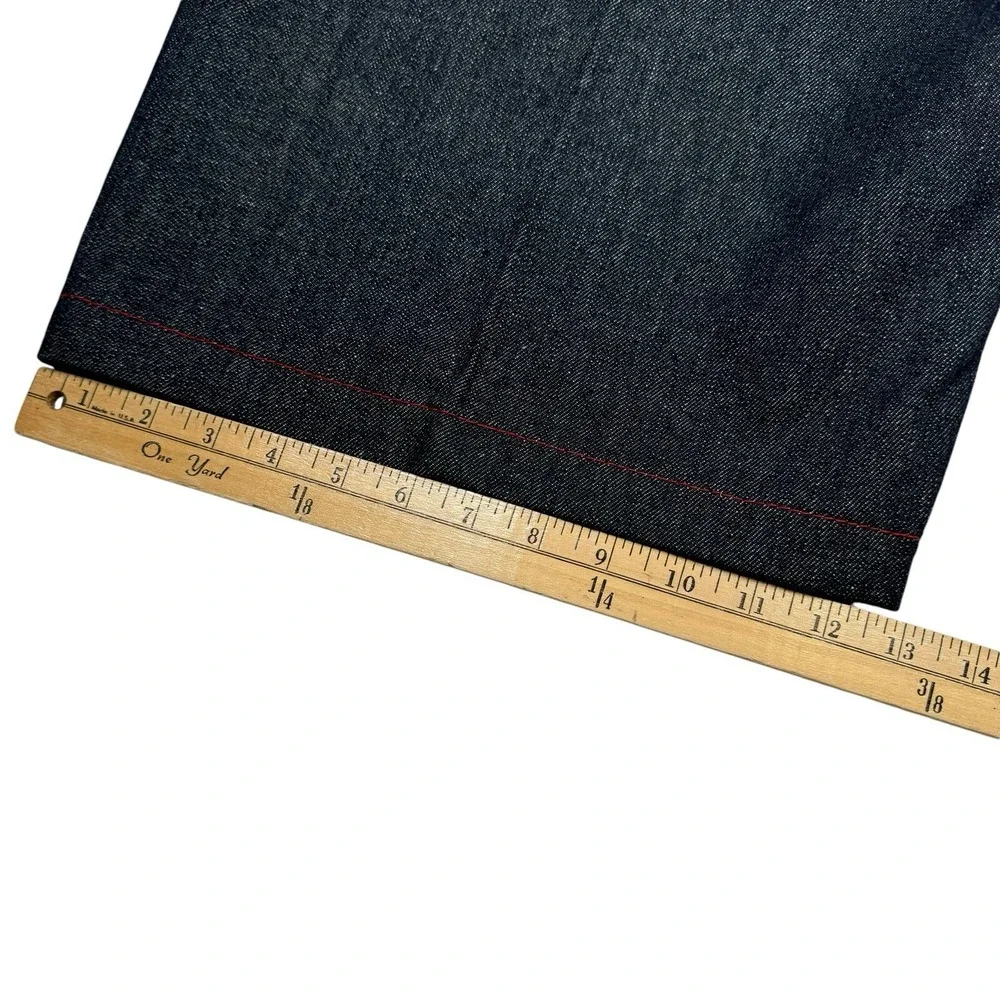 NEW  Y2K Imperious Trading Black Jean Shorts Red Stitching - Men's 38